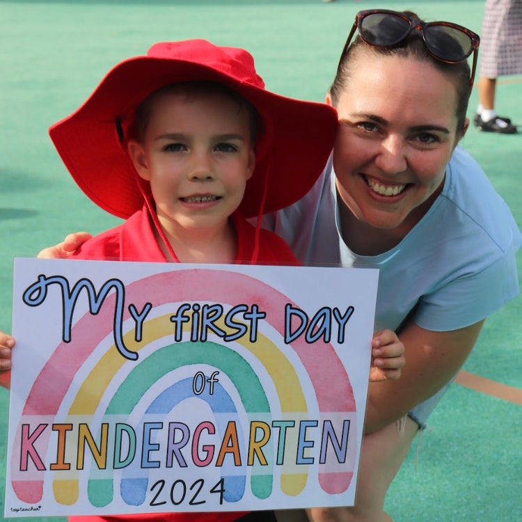 Kindergarten child with mother
